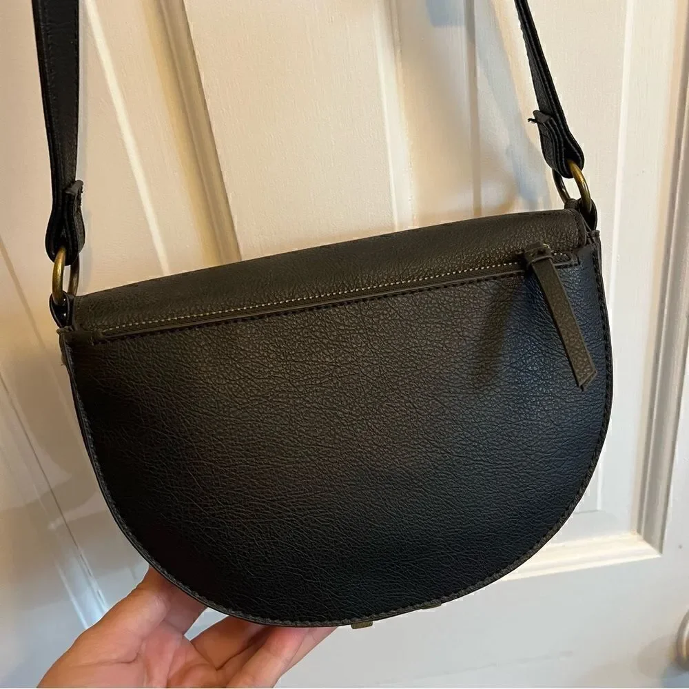 Falls Creek Women's Black Faux Leather Small Flap Crossbody Purse
